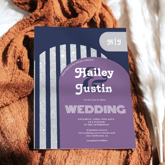  retro 70s marvy Silver Boogfotobruiloft Kaart