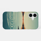 Retro 70s meerreflectiekunst iPhone 16 hoesje (Achterkant horizontaal)