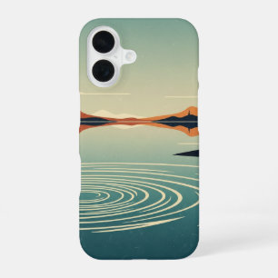 Retro 70s meerreflectiekunst iPhone 16 hoesje