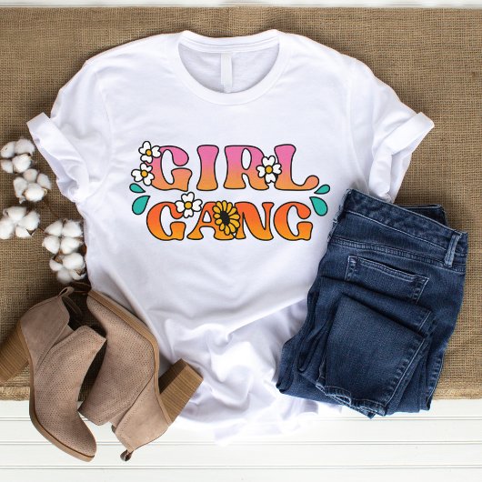 Retro 70's Meisje Gang Vrouw Basic T-shirt