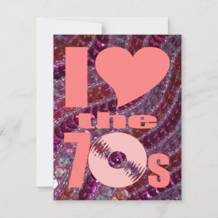 Retro 70s Meisroze Paarse glittersequins Kaart