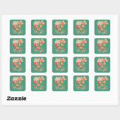 Retro 70's Merry en Bright Happy Flowers Vierkante Sticker (Vel)