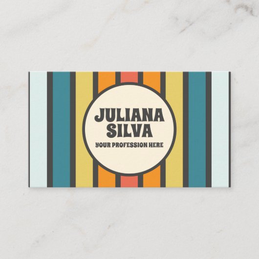 Retro 70s met QR-Visitekaartje Visitekaartje (Voorkant)