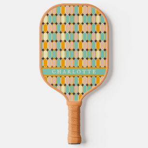 Retro 70s Mid Century geometrisch patroon Pickleball Paddle