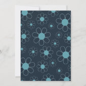 Retro 70s Mid Century moderne blauwe bruiloft Save The Date (Achterkant)