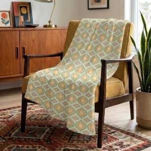 Retro 70s Mid Century Ogee Deense Pastel Fleece Deken