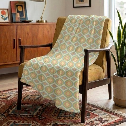 Retro 70s Mid Century Ogee Deense Pastel Fleece Deken