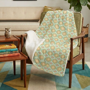 Retro 70s Mid Century Ogee Deense Pastel Sherpa Deken