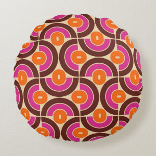 Retro 70s Mid Mod geometrisch patroon Rond Kussen