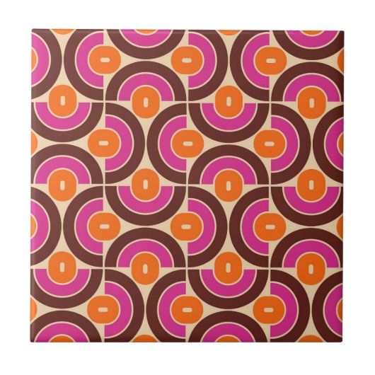 Retro 70s Mid Mod geometrisch patroon Tegeltje (Voorkant)