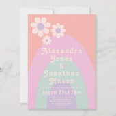 Retro 70s Modern Pastel Wedding Kaart (Voorkant)