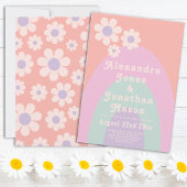 Retro 70s Modern Pastel Wedding Kaart