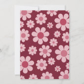 Retro 70s Moderne bordeaux roze bruiloft Kaart (Achterkant)