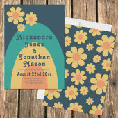 Retro 70s moderne bruiloft kaart