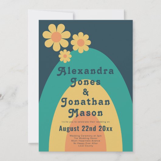 Retro 70s moderne bruiloft kaart (Voorkant)