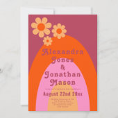 Retro 70s moderne bruiloft kaart (Voorkant)