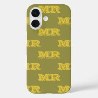 Retro 70s Monogram Initialen Patroon Groen Geel