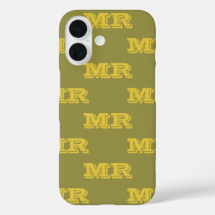 Retro 70s Monogram Initialen Patroon Groen Geel iPhone 16 Hoesje