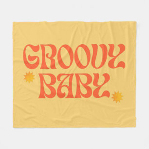 Retro 70s Mosterd Oranje Hippie Groovy Baby Fleece Deken
