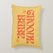 Retro 70s Mosterd Sinaasappel Hippie Groovy Baby Accent Kussen (Achterkant (Verticaal))