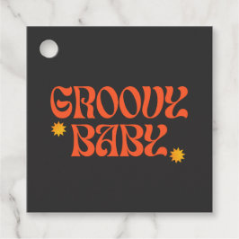 Retro 70s Mosterd Sinaasappel Hippie Groovy Baby Bedankjes Labels