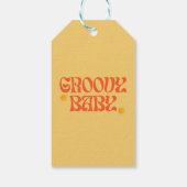 Retro 70s Mosterd Sinaasappel Hippie Groovy Baby Cadeaulabel (Achterkant)