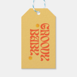 Retro 70s Mosterd Sinaasappel Hippie Groovy Baby Cadeaulabel