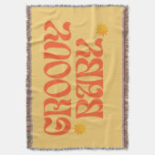Retro 70s Mosterd Sinaasappel Hippie Groovy Baby Deken (Voorkant Verticaal)