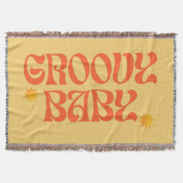 Retro 70s Mosterd Sinaasappel Hippie Groovy Baby Deken