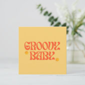 Retro 70s Mosterd Sinaasappel Hippie Groovy Baby Kaart (Staand voorkant)