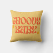 Retro 70s Mosterd Sinaasappel Hippie Groovy Baby Kussen (Achterkant)