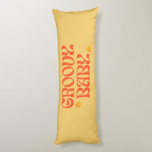Retro 70s Mosterd Sinaasappel Hippie Groovy Baby Lichaamskussen (Achterkant (Verticaal))