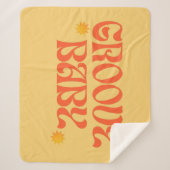 Retro 70s Mosterd Sinaasappel Hippie Groovy Baby Sherpa Deken (Voorkant)