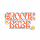 Retro 70s Mosterd Sinaasappel Hippie Groovy Baby Sticker (Voorkant)