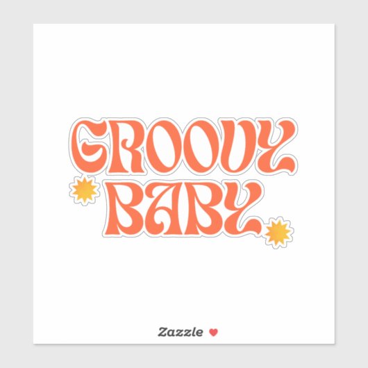 Retro 70s Mosterd Sinaasappel Hippie Groovy Baby Sticker (Vel)