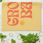 Retro 70s Mosterd Sinaasappel Hippie Groovy Baby Theedoek (Gevouwen)