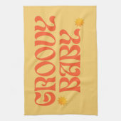 Retro 70s Mosterd Sinaasappel Hippie Groovy Baby Theedoek (Verticaal)