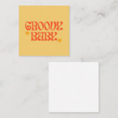 Retro 70s Mosterd Sinaasappel Hippie Groovy Baby Vierkante Visitekaartje (Voorkant / Achterkant)