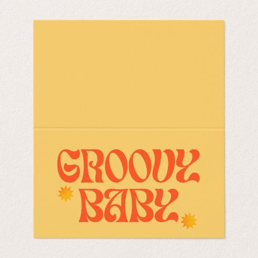 Retro 70s Mosterd Sinaasappel Hippie Groovy Baby Visitekaartje (Buitenkant ongevouwen)