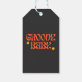 Retro 70s Mosterd Sinaasappel Zwart Hippie Groovy  Cadeaulabel (Achterkant)