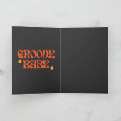 Retro 70s Mosterd Sinaasappel Zwart Hippie Groovy  Kaart (Binnen)