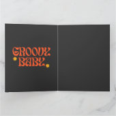 Retro 70s Mosterd Sinaasappel Zwart Hippie Groovy Kaart (Binnen)