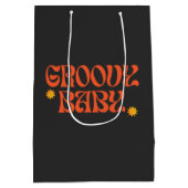 Retro 70s Mosterd Sinaasappel Zwart Hippie Groovy  Medium Cadeauzakje (Achterkant)