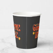 Retro 70s Mosterd Sinaasappel Zwart Hippie Groovy  Papieren Bekers (Rechts)