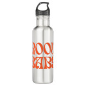 Retro 70s Mosterd Sinaasappel Zwart Hippie Groovy  Waterfles (Voorkant)