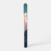 Retro 70s Mountainscape with Bright Clouds iPhone 16 Hoesje (Linkerkant)