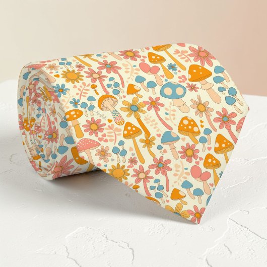 Retro 70s Mushroom Classic Custom Necktie Stropdas