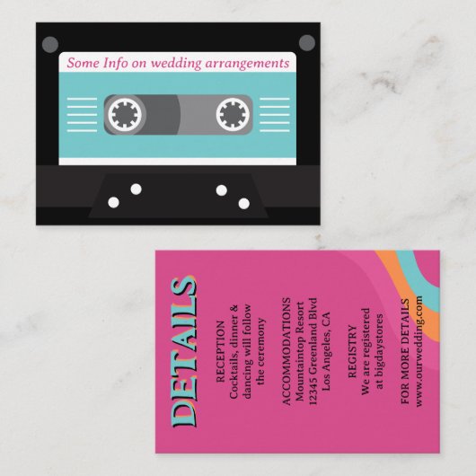 Retro 70s Music Cassettebandje Groovy Fuchsia Fun Informatiekaartje (Voorkant / Achterkant)