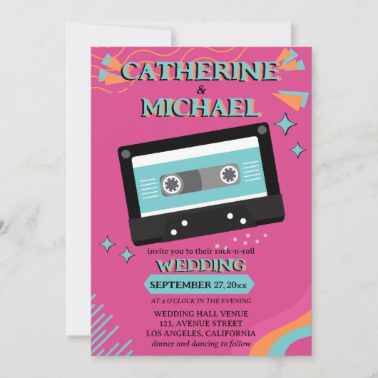 Retro 70s Music Cassettebandje Groovy Fuchsia Fun Kaart (Voorkant)