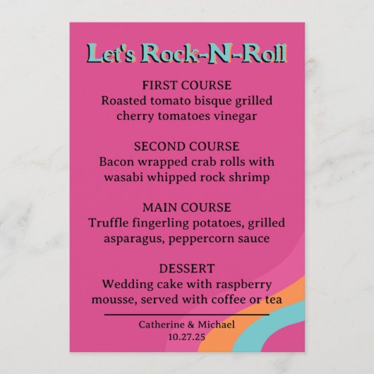 Retro 70s Music Cassettebandje Groovy Fuchsia Fun Menu (Voorkant)